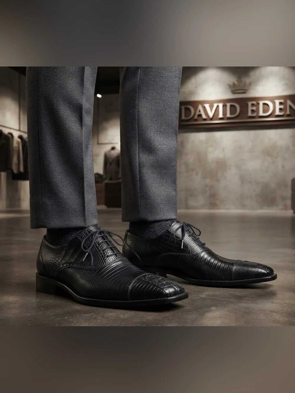 Authentic David Eden signature designer crocodile leather vintage derby shoes 12